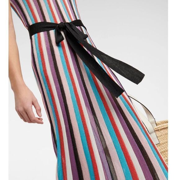 NWT REBECCA VALLANCE Striped Metallic MELANGE KNIT MAXI Dress Medium - Picture 5 of 15